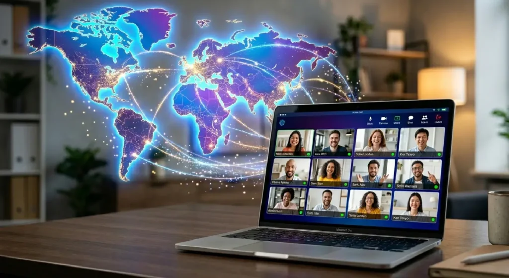people video calling in the laptop